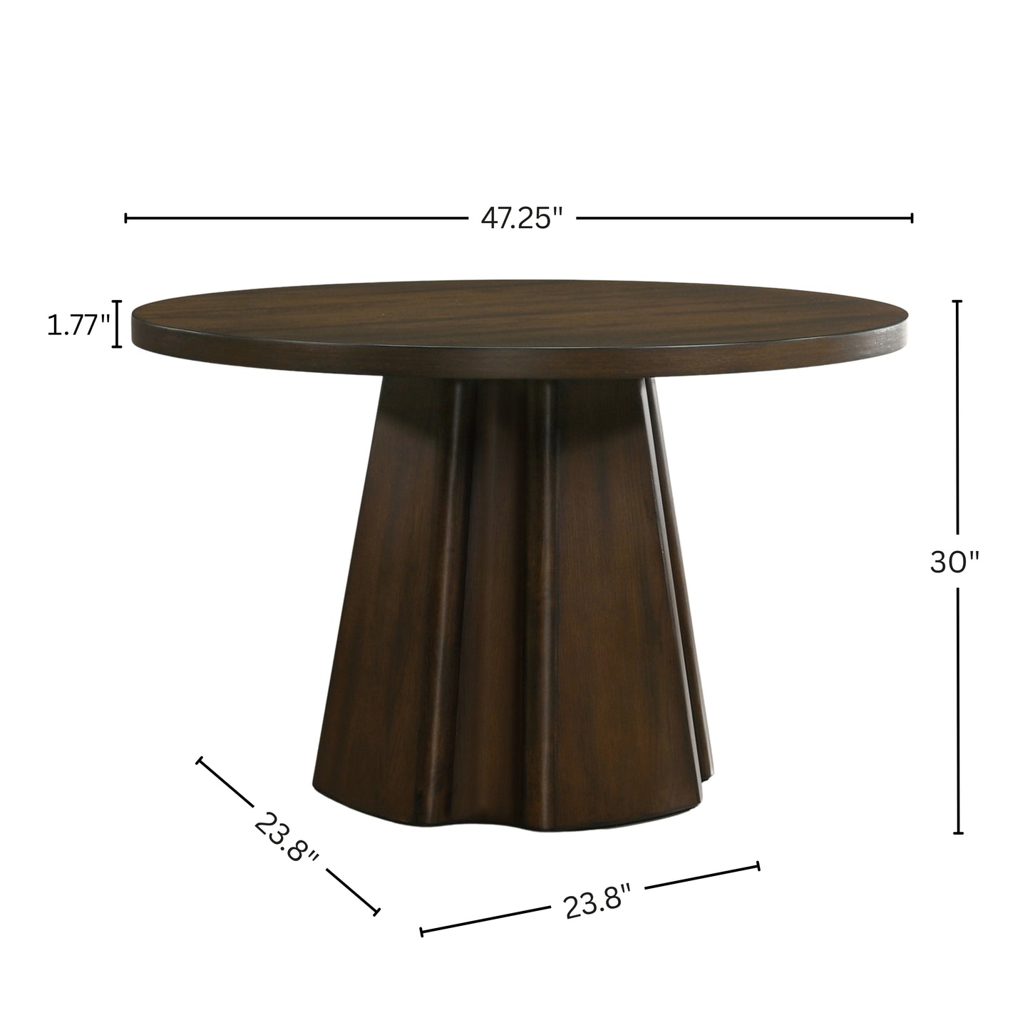 Roundhill Furniture Fantail 5-Piece Dining Set, Round Dining Table with 4 Iris Chairs, Walnut Finish