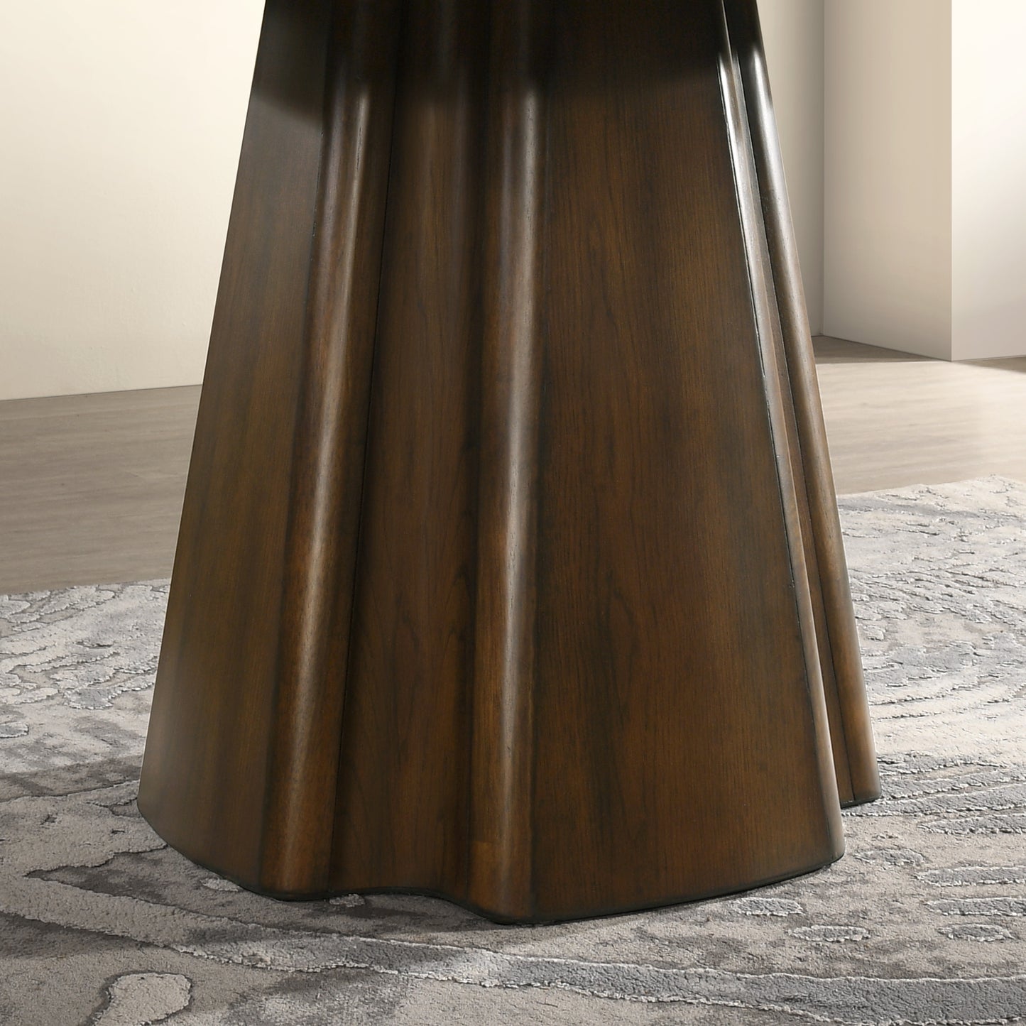 Roundhill Furniture Fantail Sculptural Pedestal Round Dining Table, Walnut