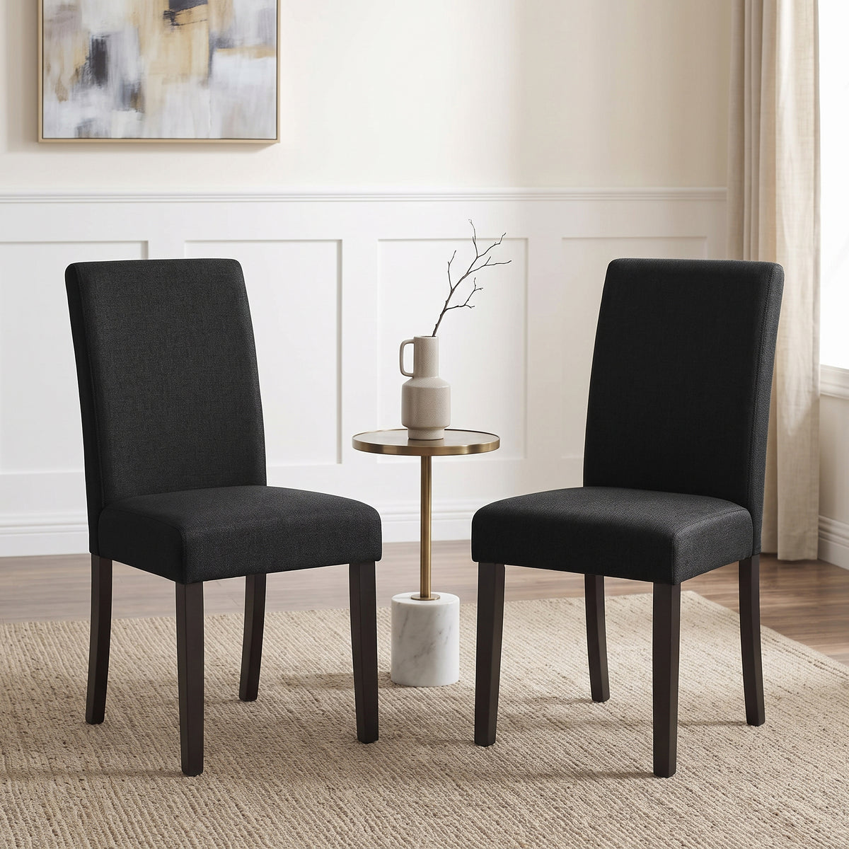 Roundhill Furniture Flint 5-Piece Dining Set, 48-inch Dining Table with 4 Chairs