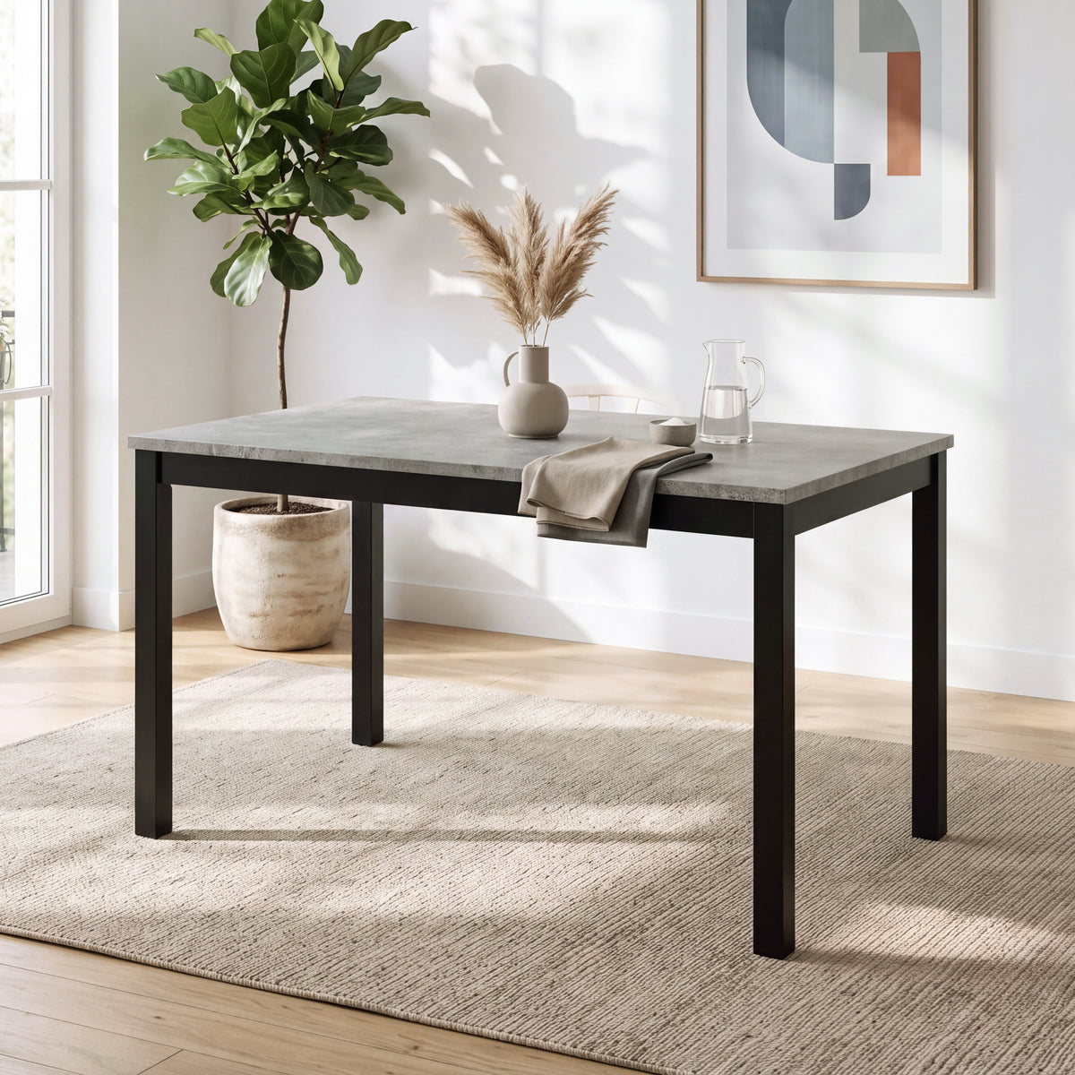 Roundhill Furniture Flint Modern 48" Rectangular Wood Dining Table