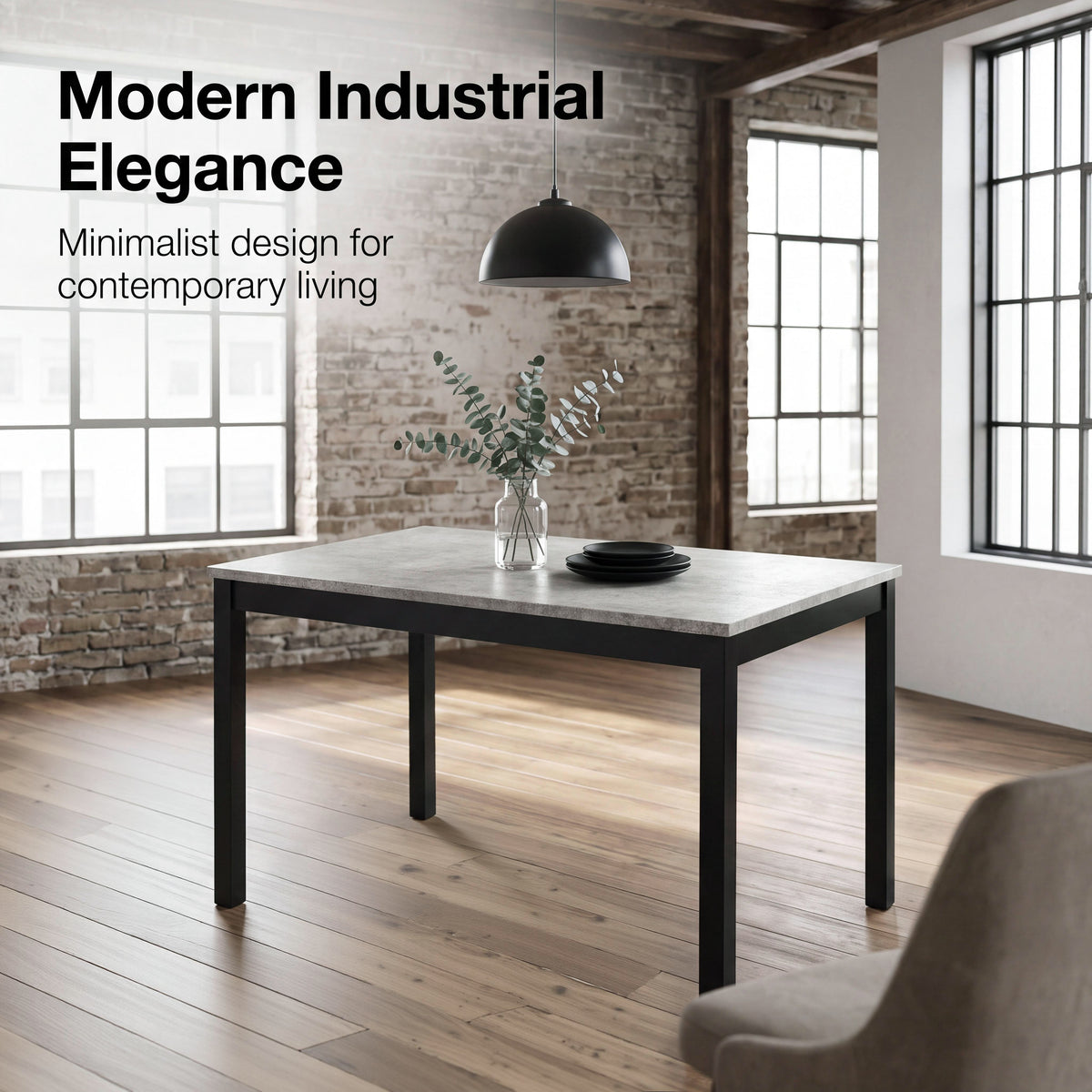Roundhill Furniture Flint Modern 48" Rectangular Wood Dining Table