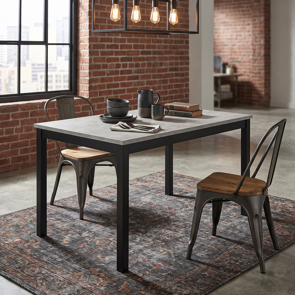 Roundhill Furniture Flint Modern 48" Rectangular Wood Dining Table