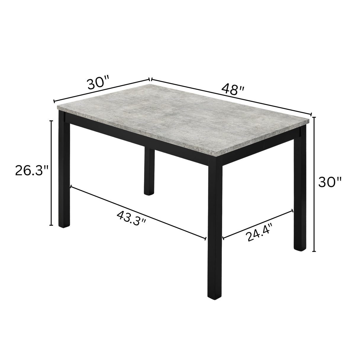 Roundhill Furniture Flint Modern 48" Rectangular Wood Dining Table