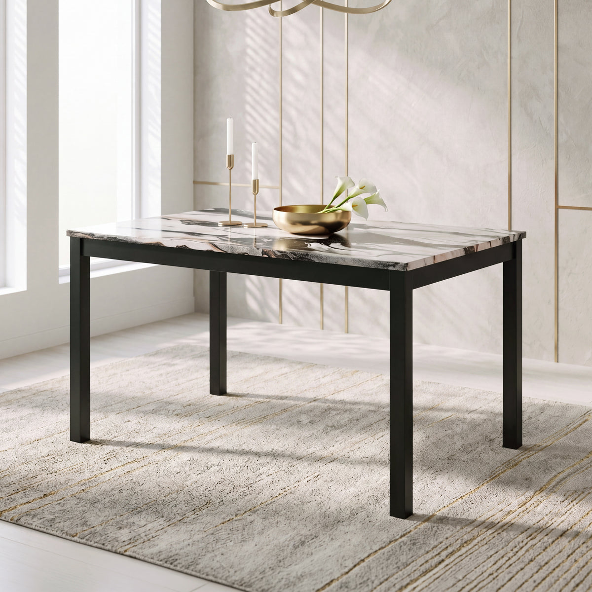 Roundhill Furniture Flint Modern 48" Rectangular Wood Dining Table