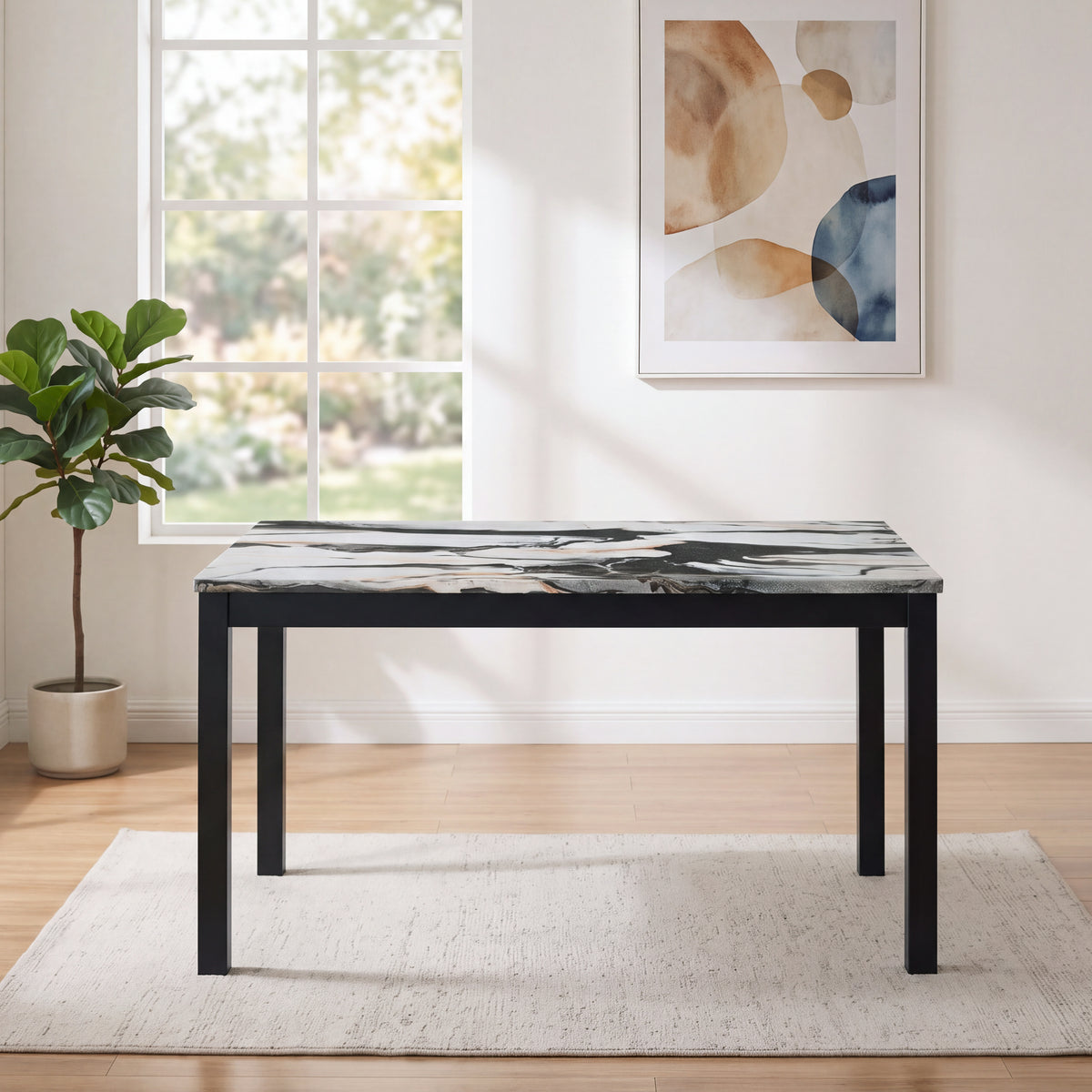 Roundhill Furniture Flint Modern 48" Rectangular Wood Dining Table