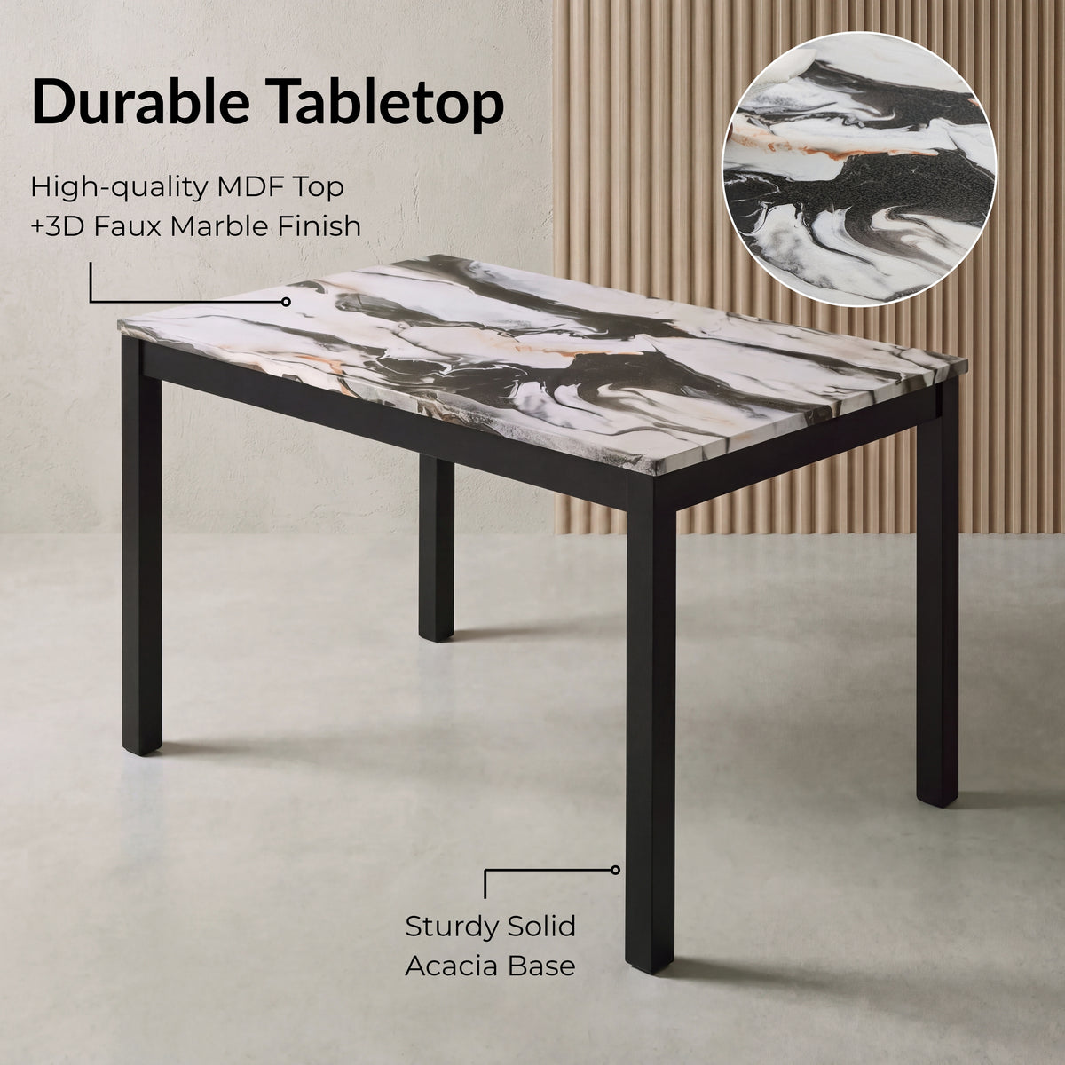 Roundhill Furniture Flint Modern 48" Rectangular Wood Dining Table
