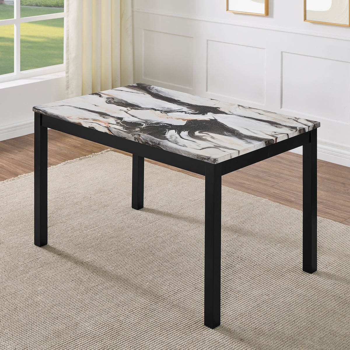 Roundhill Furniture Flint Modern 48" Rectangular Wood Dining Table