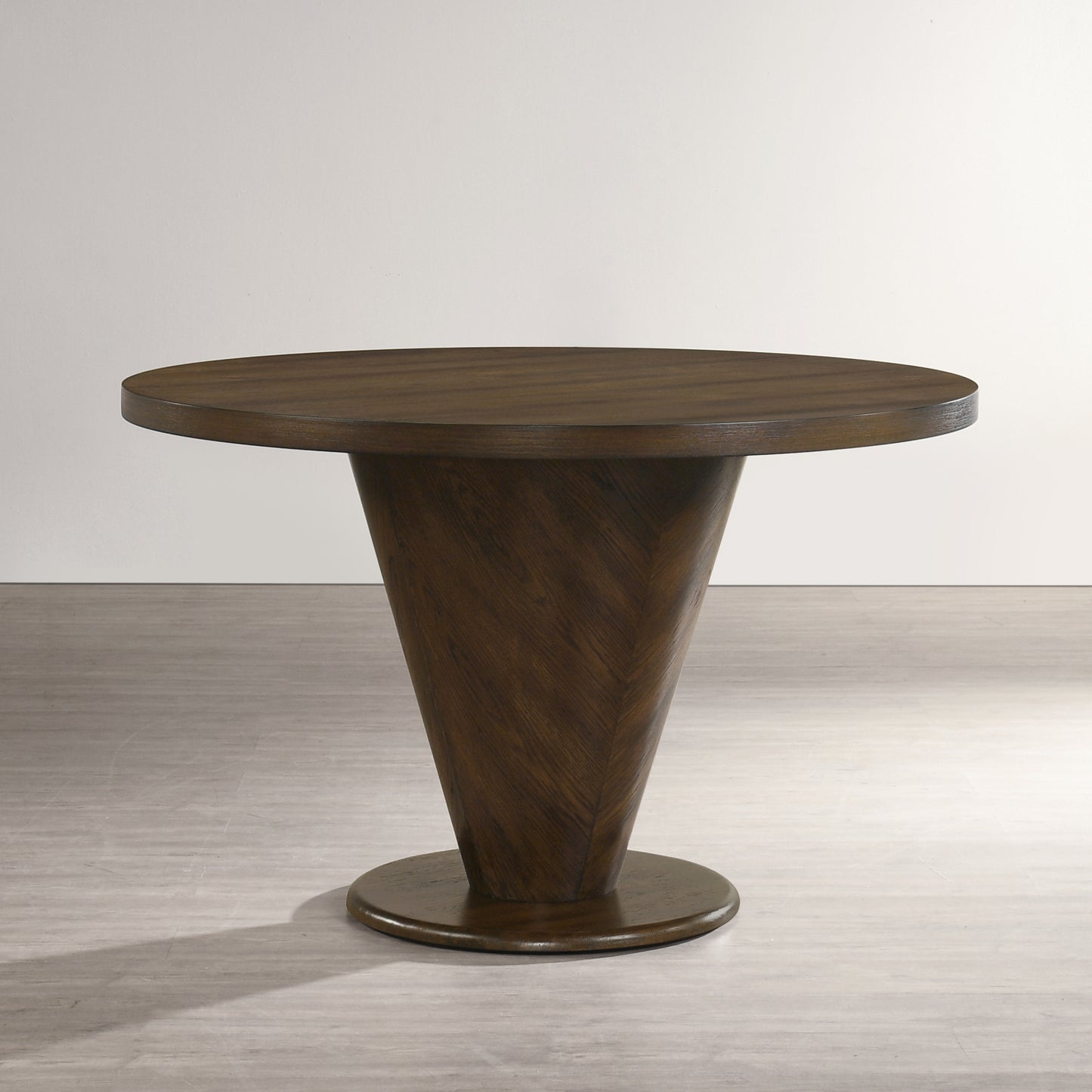 Roundhill Furniture Solene Sculptural Pedestal Round Dining Table, Walnut