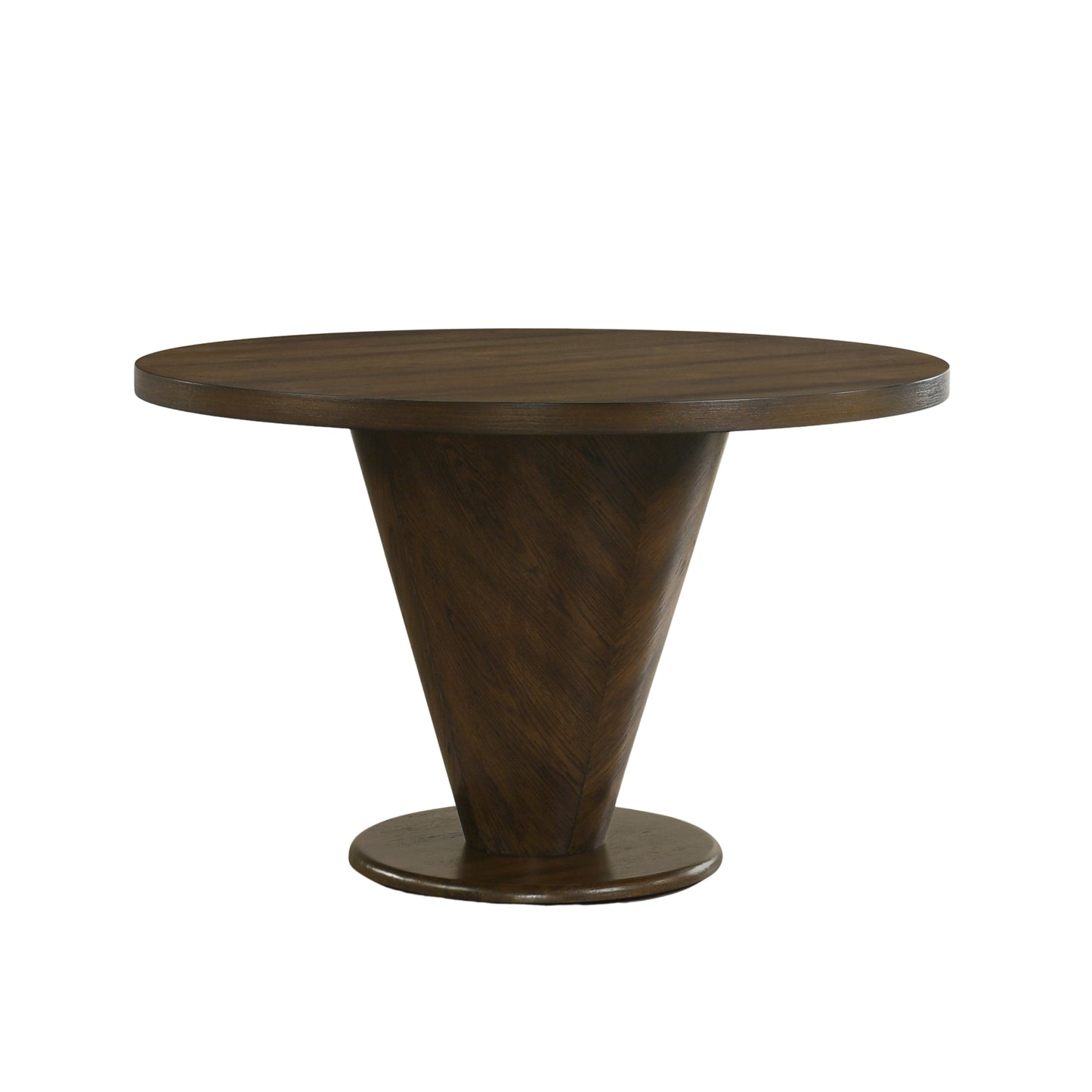 Roundhill Furniture Solene Sculptural Pedestal Round Dining Table, Walnut