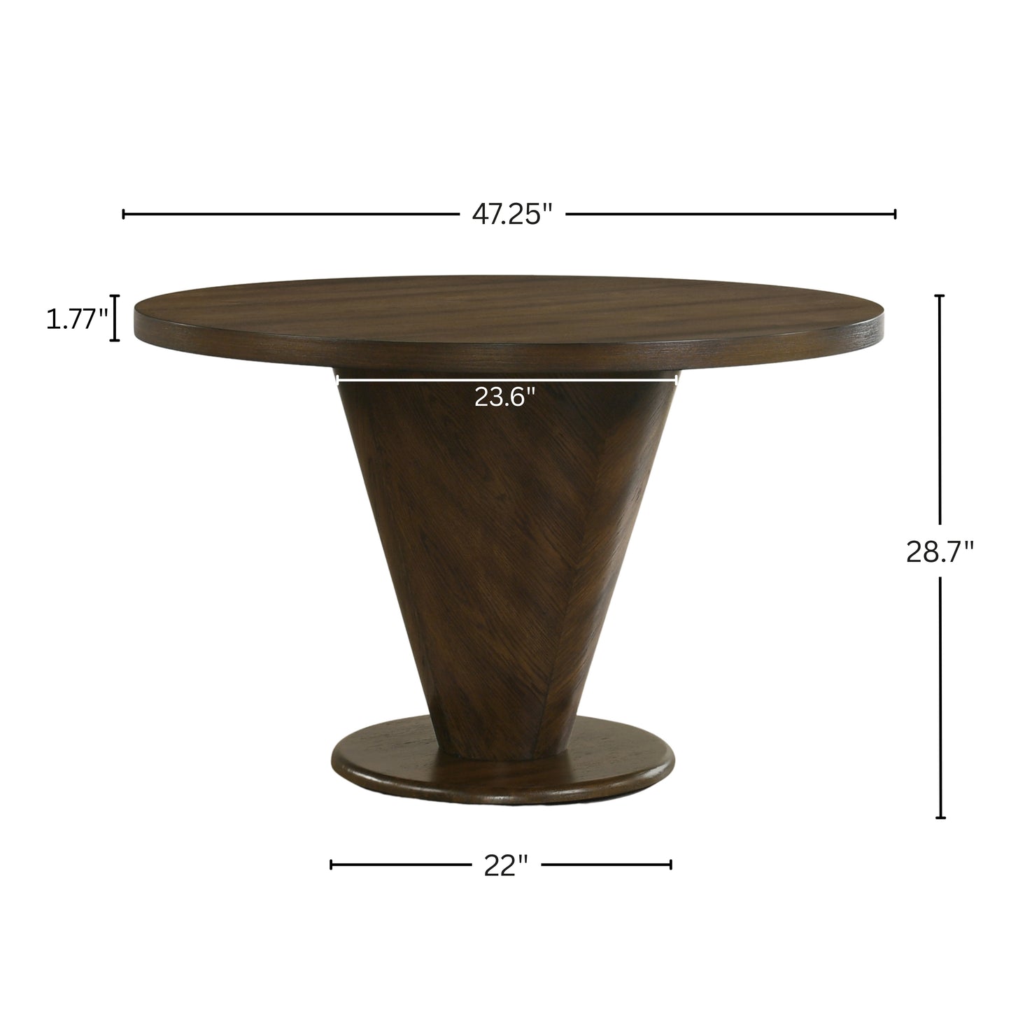 Roundhill Furniture Solene Sculptural Pedestal Round Dining Table, Walnut