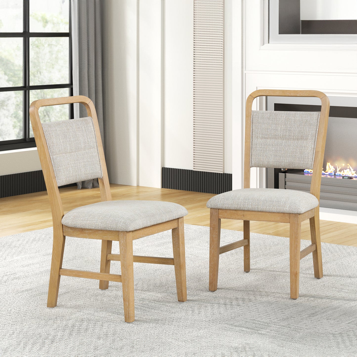 Roundhill Furniture Arden 5-Piece Dining Set, 47" Round Table with 4 Solid Wood Chairs