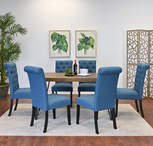 Ashford 7-Piece Dining Set, Hairpin Dining Table with 6 Chairs, 4 Color Options