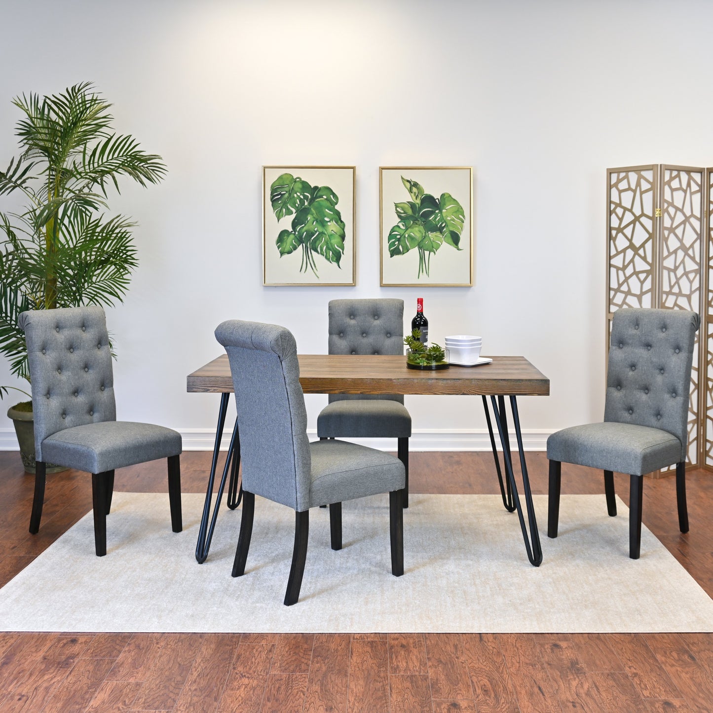 Ashford 5-Piece Dining Set, Hairpin Dining Table with 4 Chairs, 4 Color Options