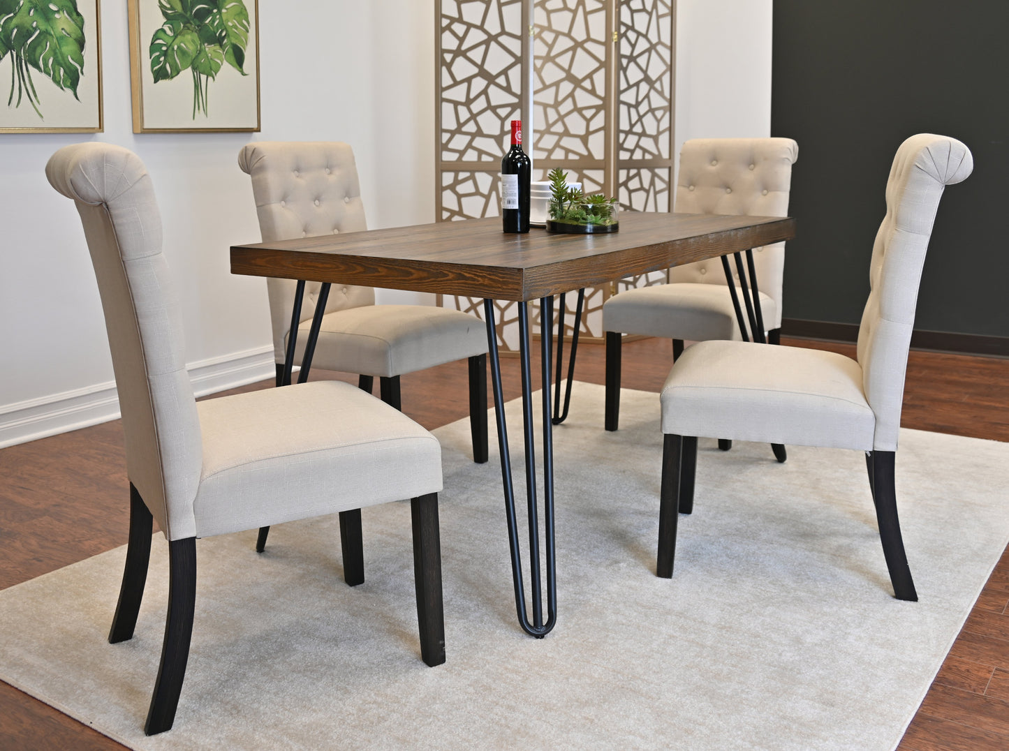 Ashford 5-Piece Dining Set, Hairpin Dining Table with 4 Chairs, 4 Color Options