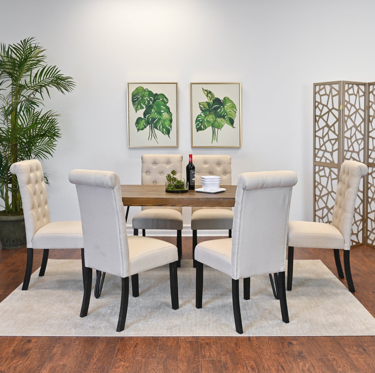 Ashford 7-Piece Dining Set, Hairpin Dining Table with 6 Chairs, 4 Color Options