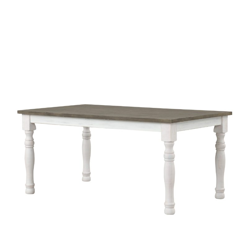 Ebret Farmhouse Two-tone Distressed Wood Dining Table, Brown and White