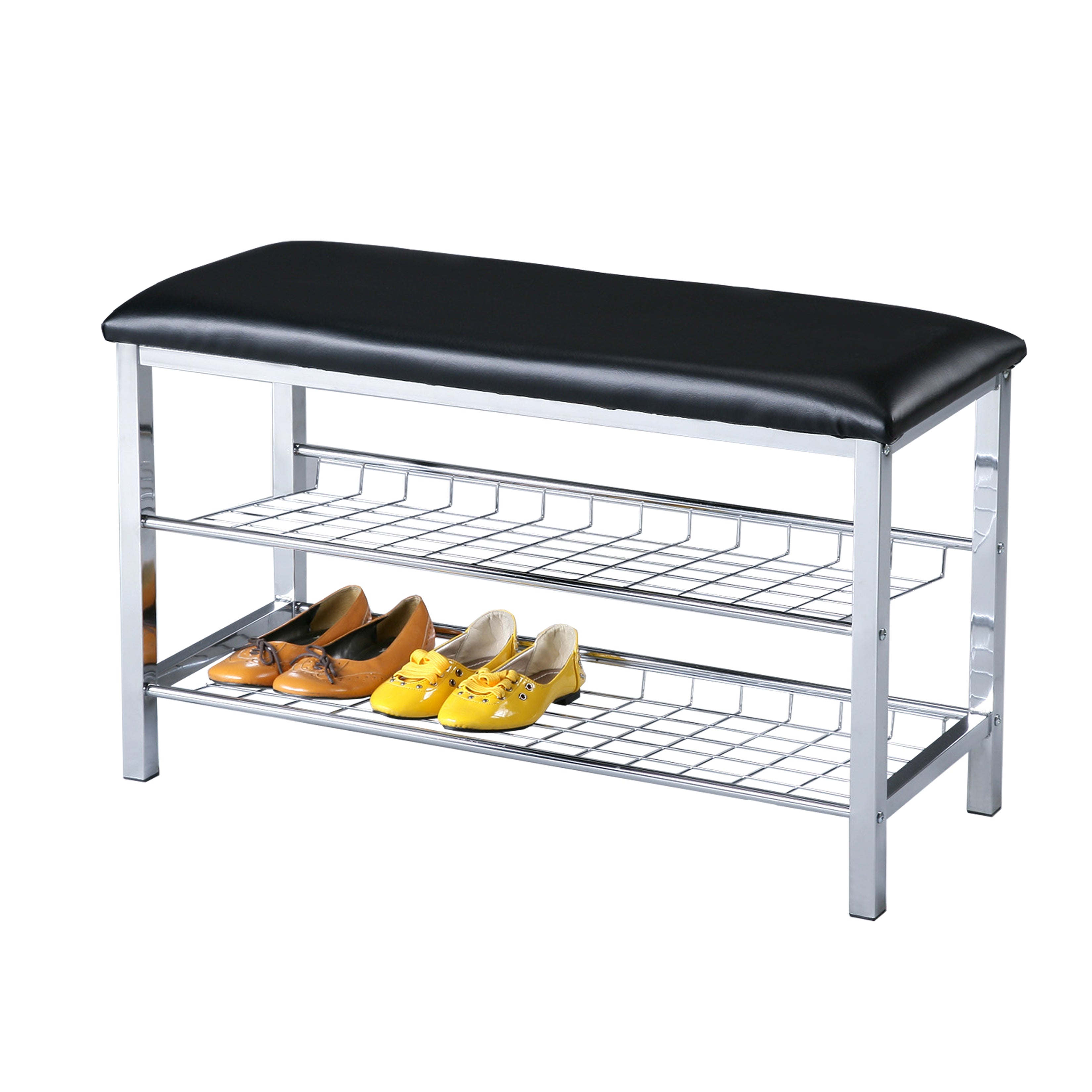 Black metal shoe online bench