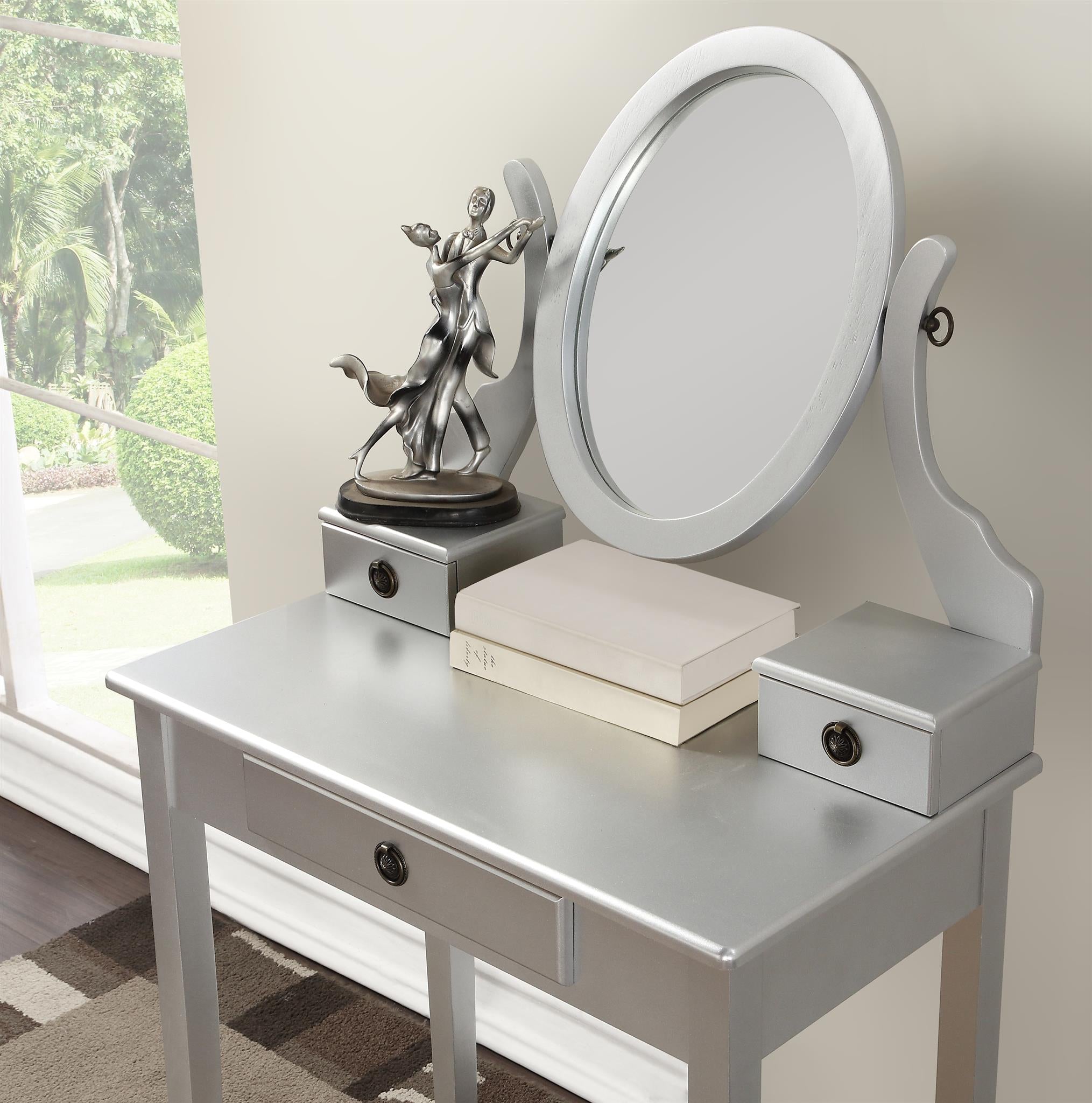 Roundhill furniture roundhill moniya wood makeup vanity table and stool set sale