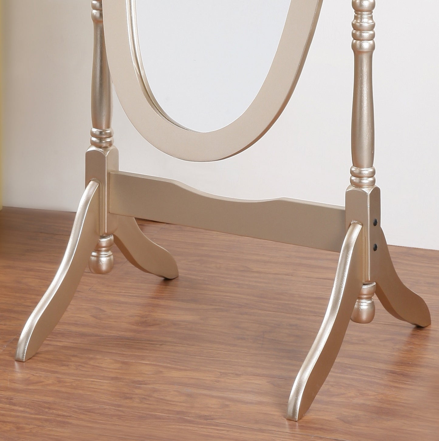 Traditional Queen Anna Style Wood Floor Cheval Mirror, Gold Finish