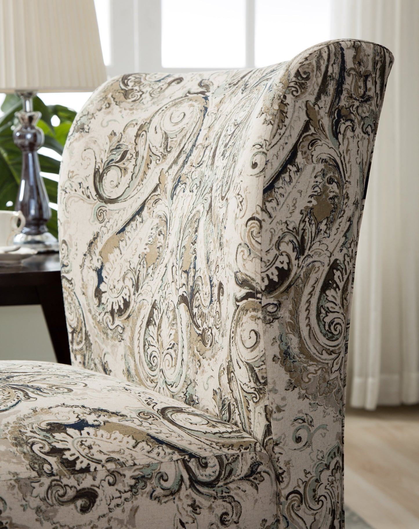 Capa Print Fabric Armless Contemporary Accent Chair, Paisley