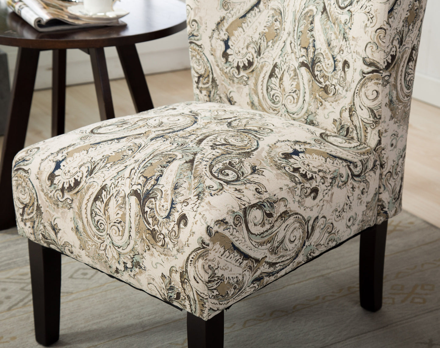 Capa Print Fabric Armless Contemporary Accent Chair, Paisley