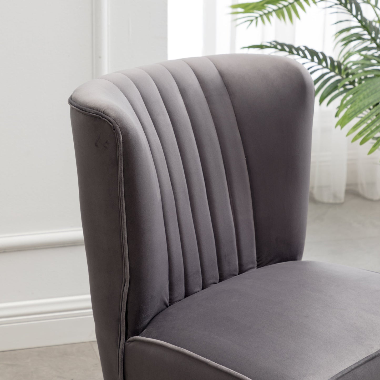 Elon Contemporary Velvet Upholstered Accent Chair, Gray