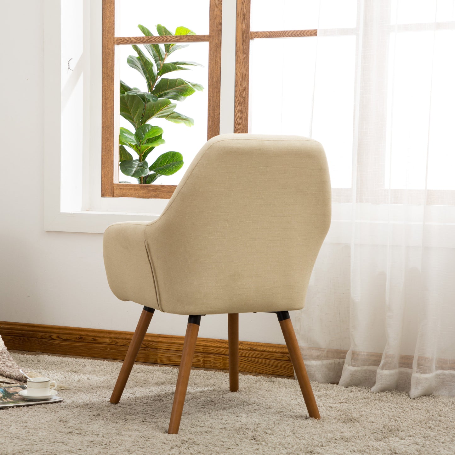 Tuchico Contemporary Fabric Accent Chair, Tan