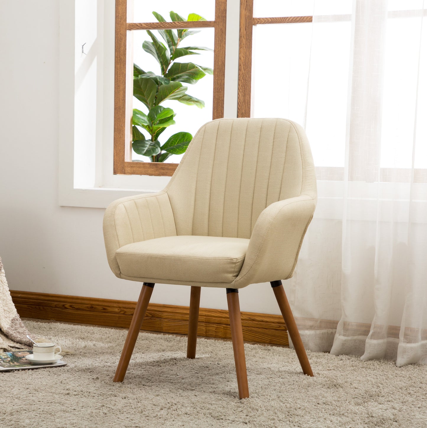Tuchico Contemporary Fabric Accent Chair, Tan