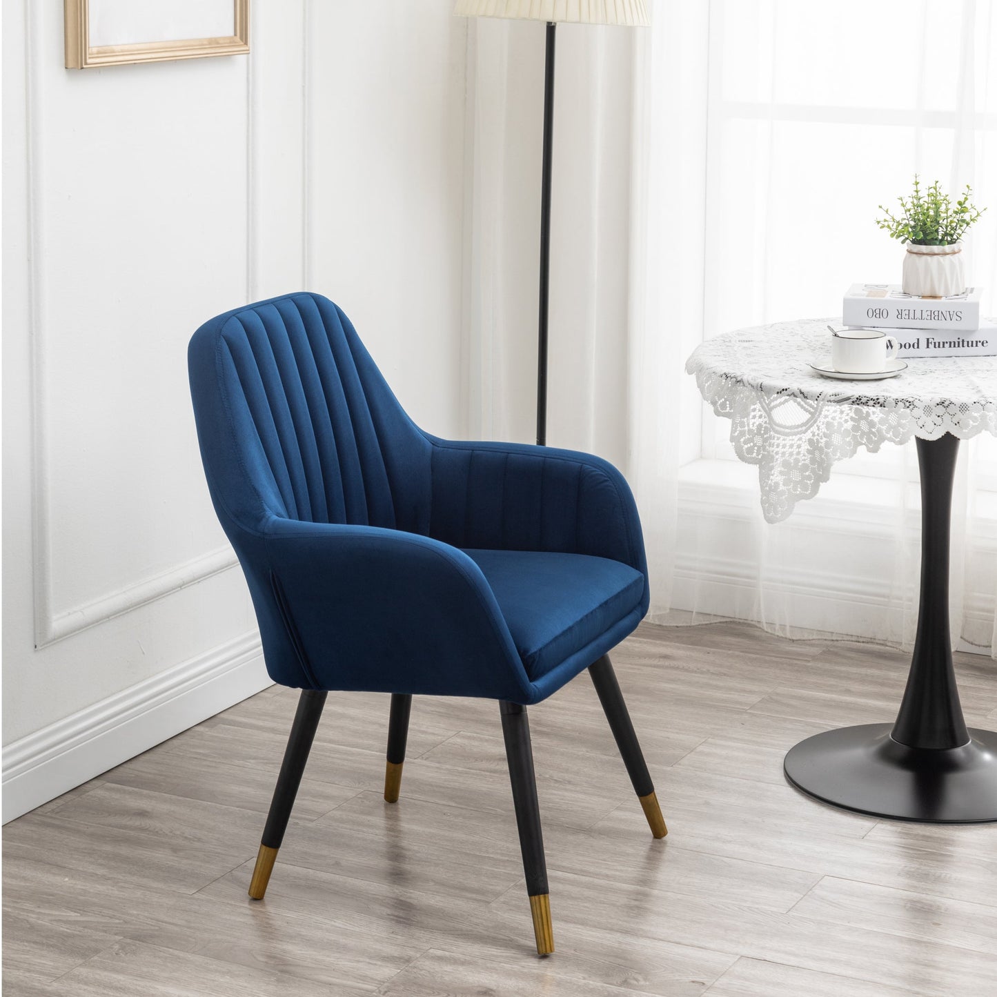 Tuchico Contemporary Velvet Upholstered Accent Chair, Blue