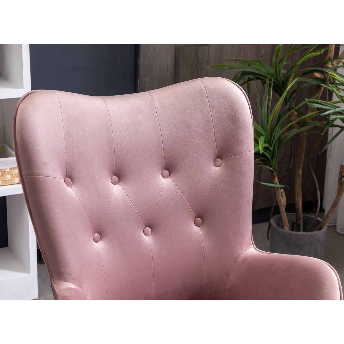 Doarnin Contemporary Silky Velvet Tufted Button Back Accent Chair, Mauve