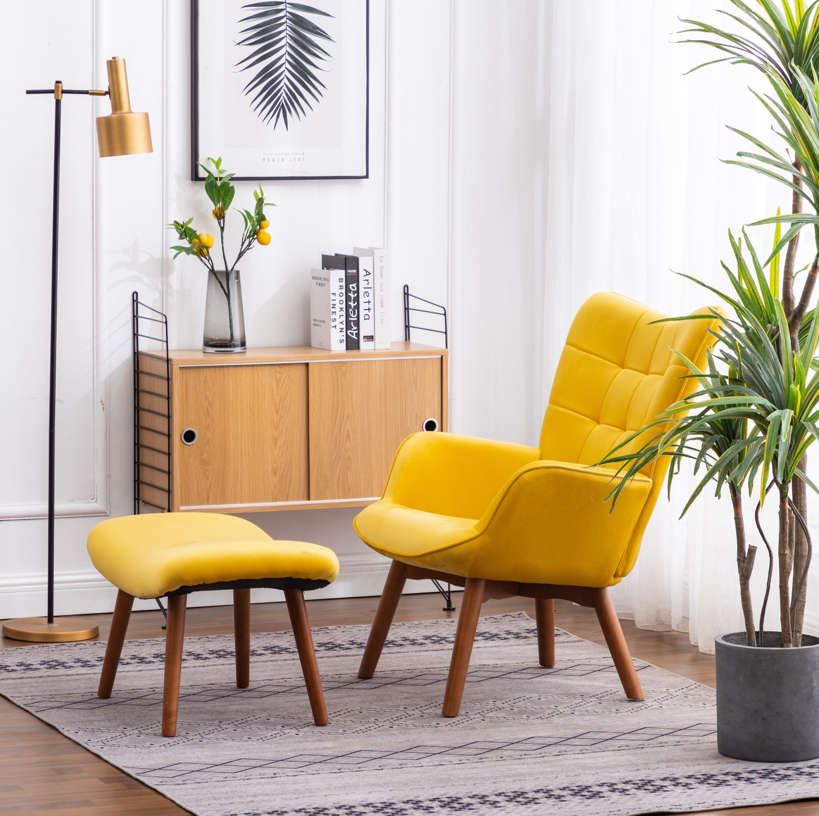 Mustard yellow 2024 chair and ottoman