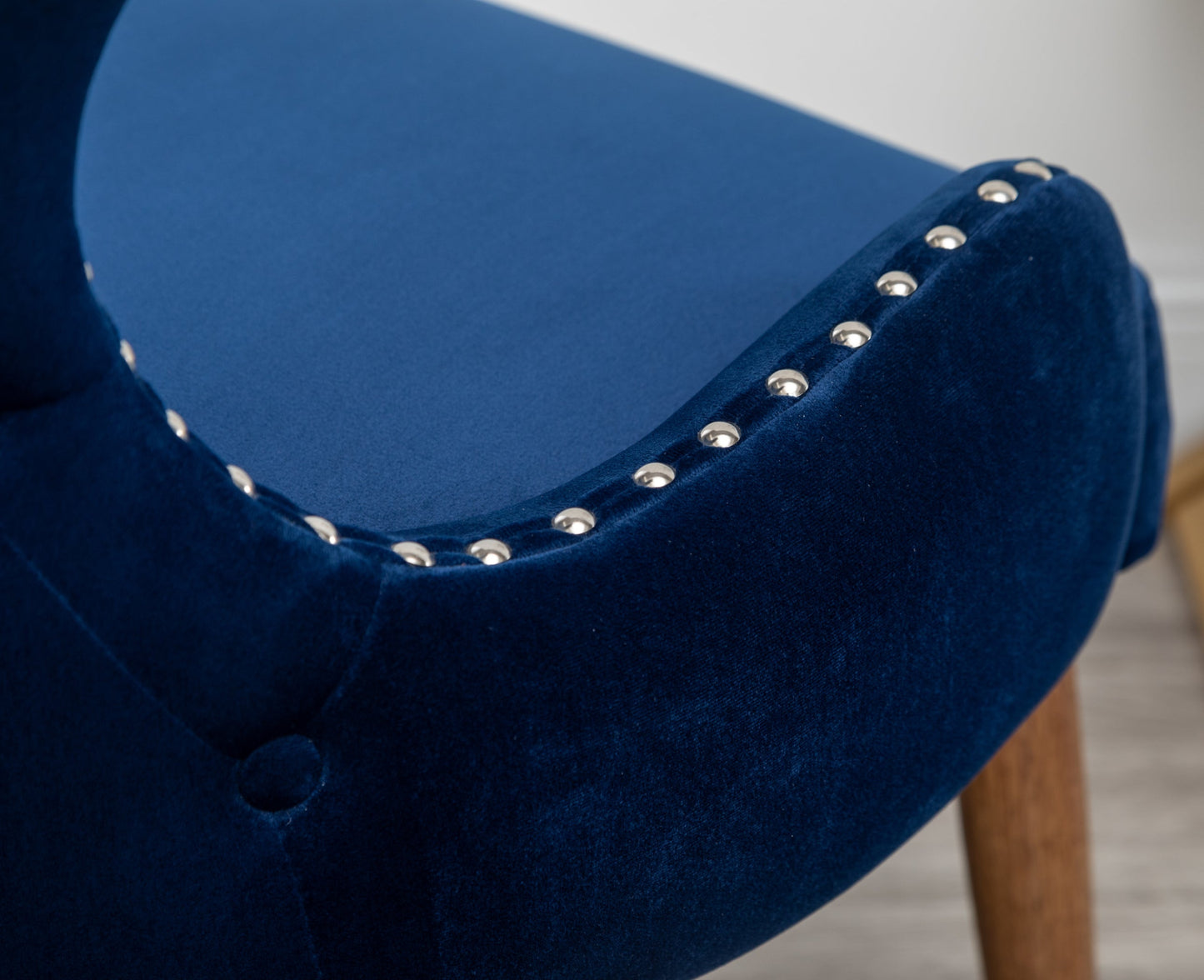 Lindale Contemporary Velvet Upholstered Nailhead Trim Accent Chair, Blue