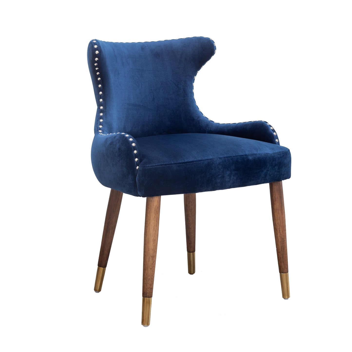 Lindale Contemporary Velvet Upholstered Nailhead Trim Accent Chair, Blue