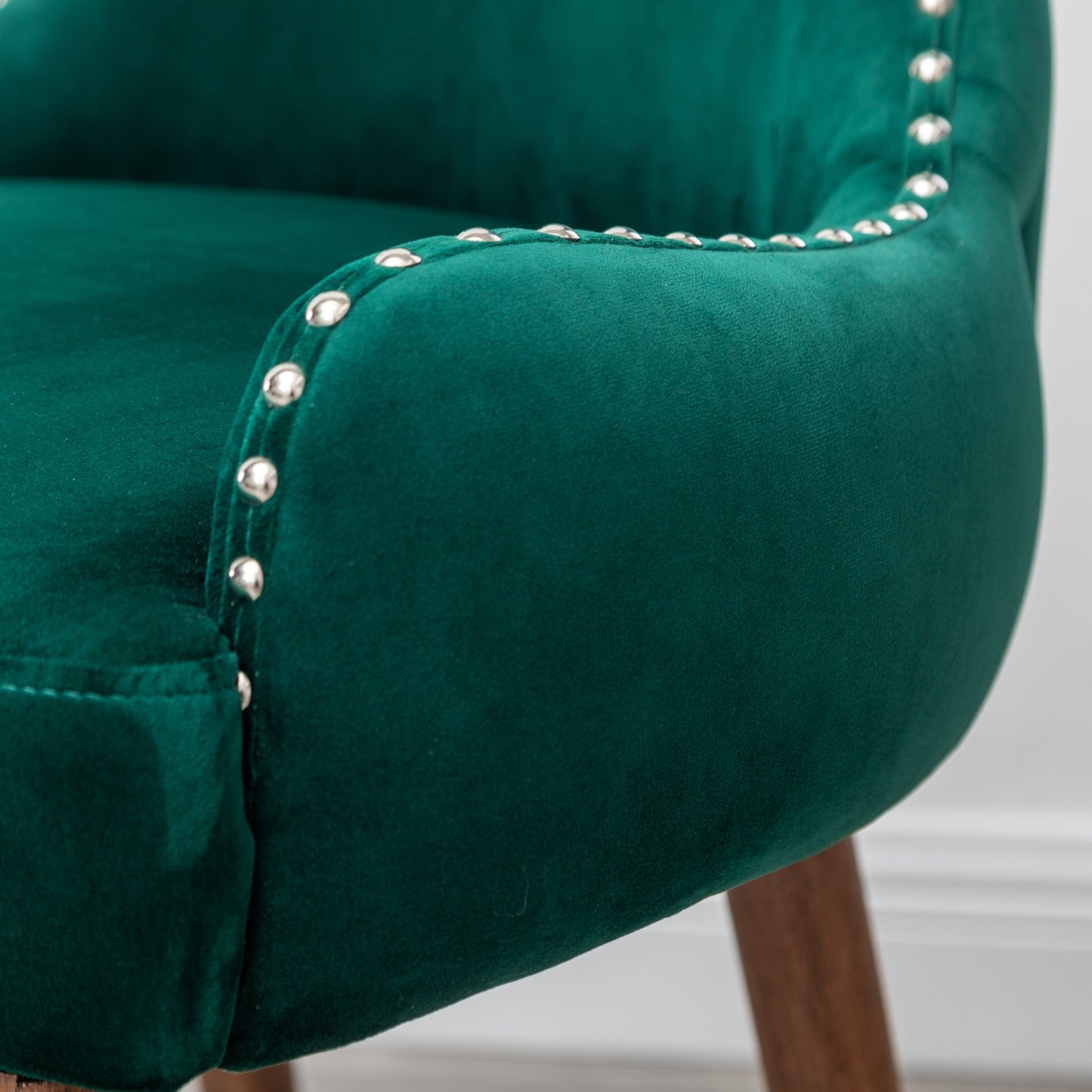 Lindale Contemporary Velvet Upholstered Nailhead Trim Accent Chair, Green