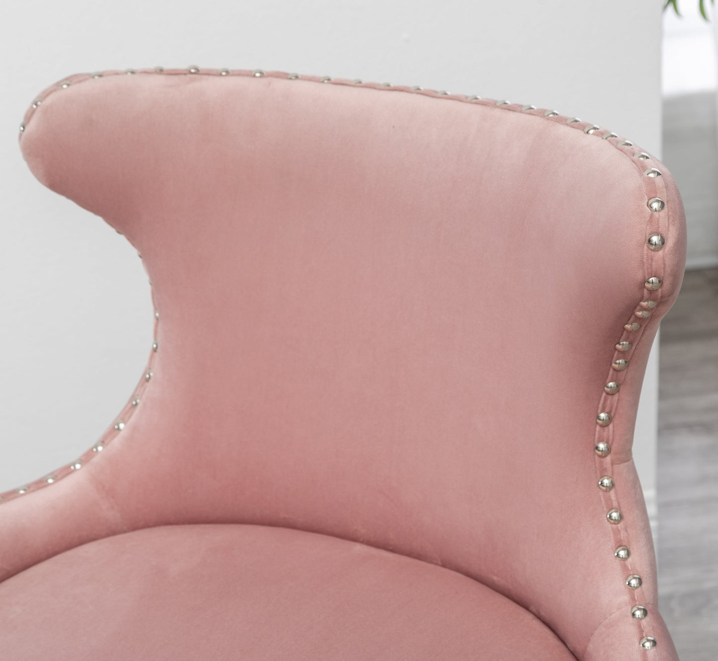 Lindale Contemporary Velvet Upholstered Nailhead Trim Accent Chair, Pink
