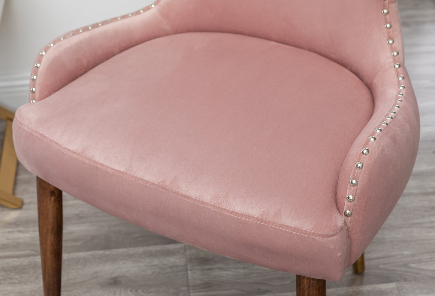 Lindale Contemporary Velvet Upholstered Nailhead Trim Accent Chair, Pink
