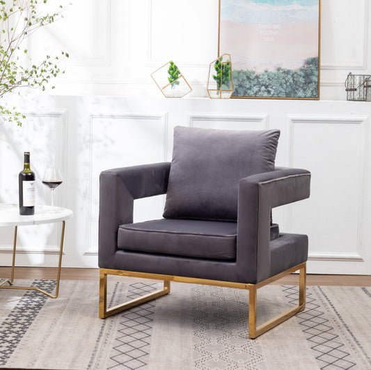 Lenola Contemporary Upholstered Accent Arm Chair, Gray