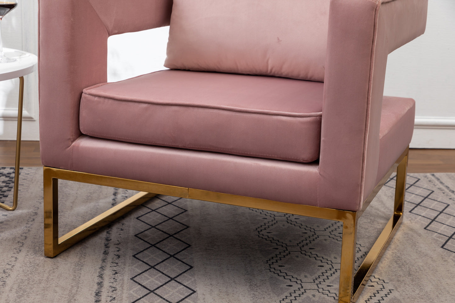 Lenola Contemporary Upholstered Accent Arm Chair, Pink