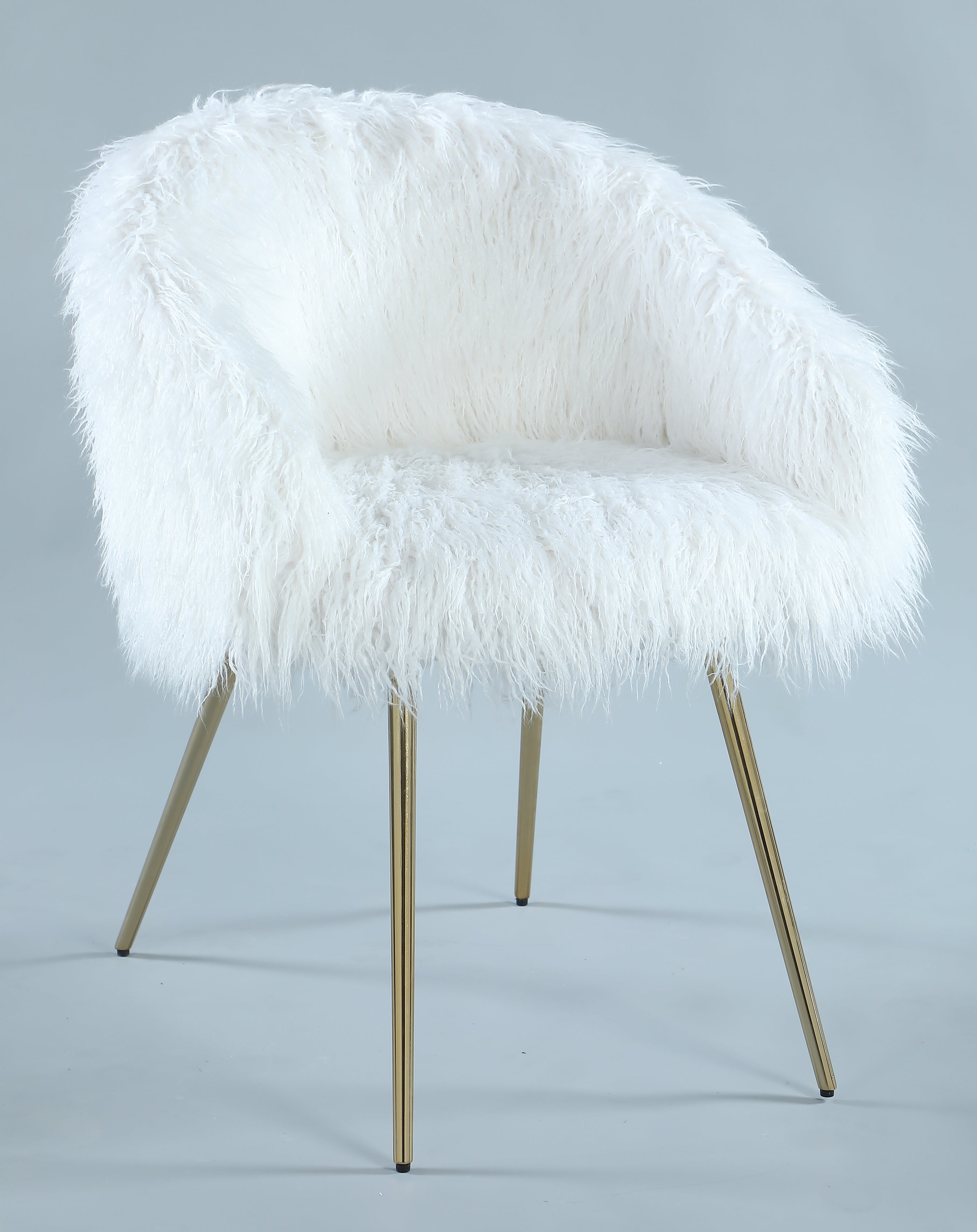 White faux fur discount chair with gold legs