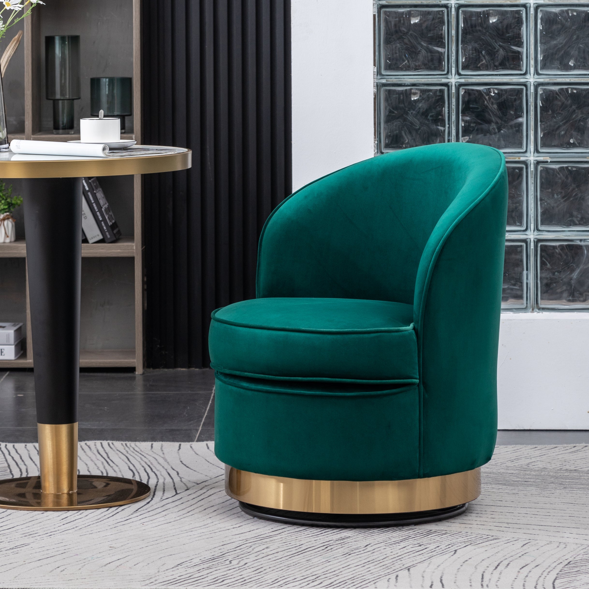 Green velvet best sale swivel chair