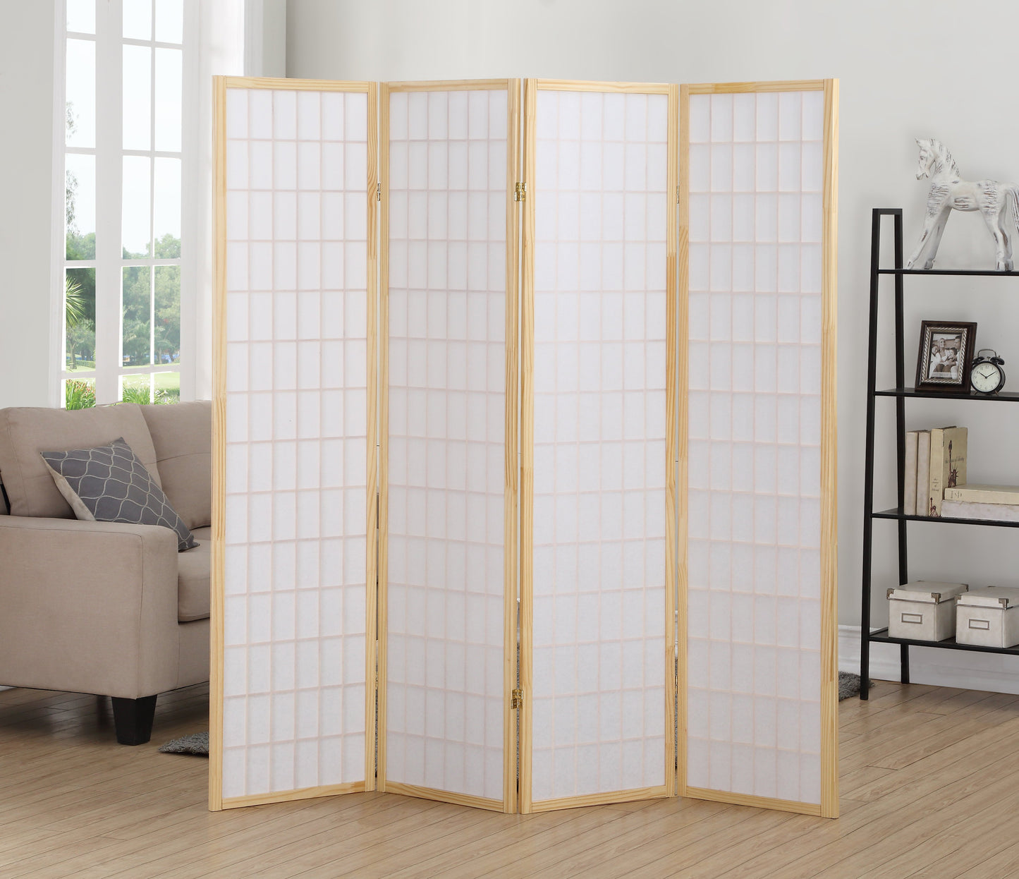 4 Panel Natural Oriental Shoji Screen / Room Divider