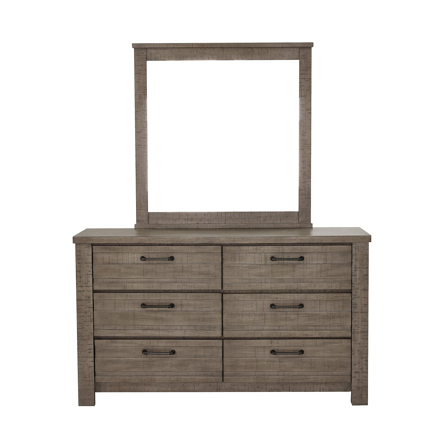 Sedona Transitional Medium Gray Wood 6-Drawer Dresser and Mirror