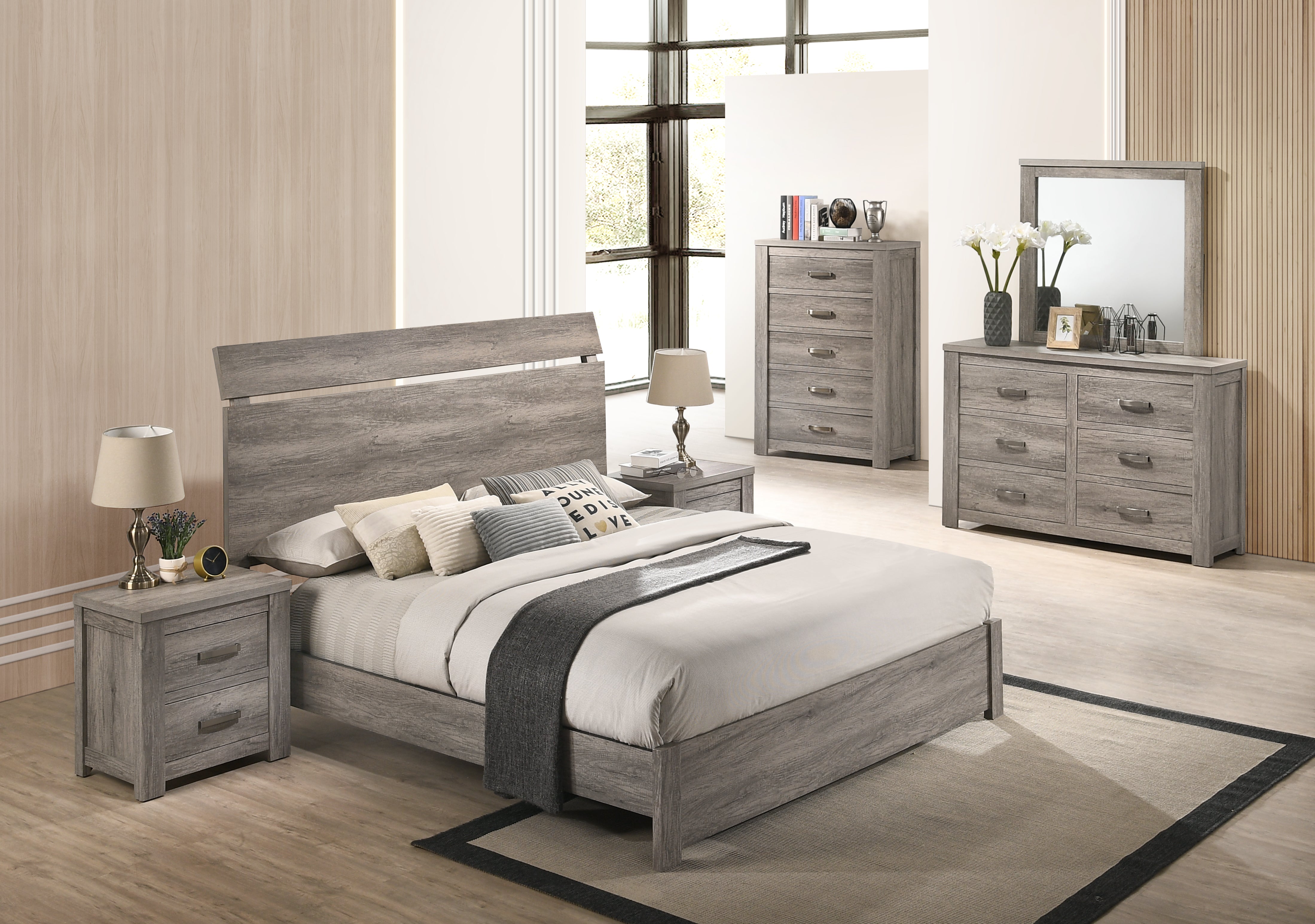 Gray wood deals bedroom set