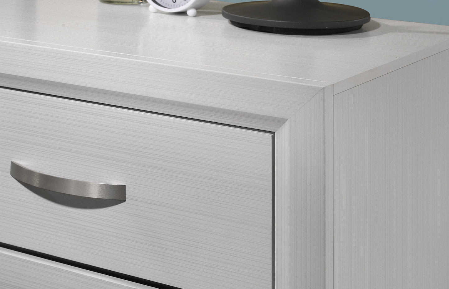 Stout Contemporary 6-Drawer Metal Bar Pulls Wood Dresser, White