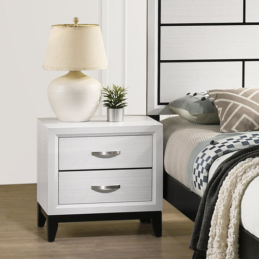 Stout Contemporary 2-Drawer Metal Bar Pulls Wood Nightstand, White