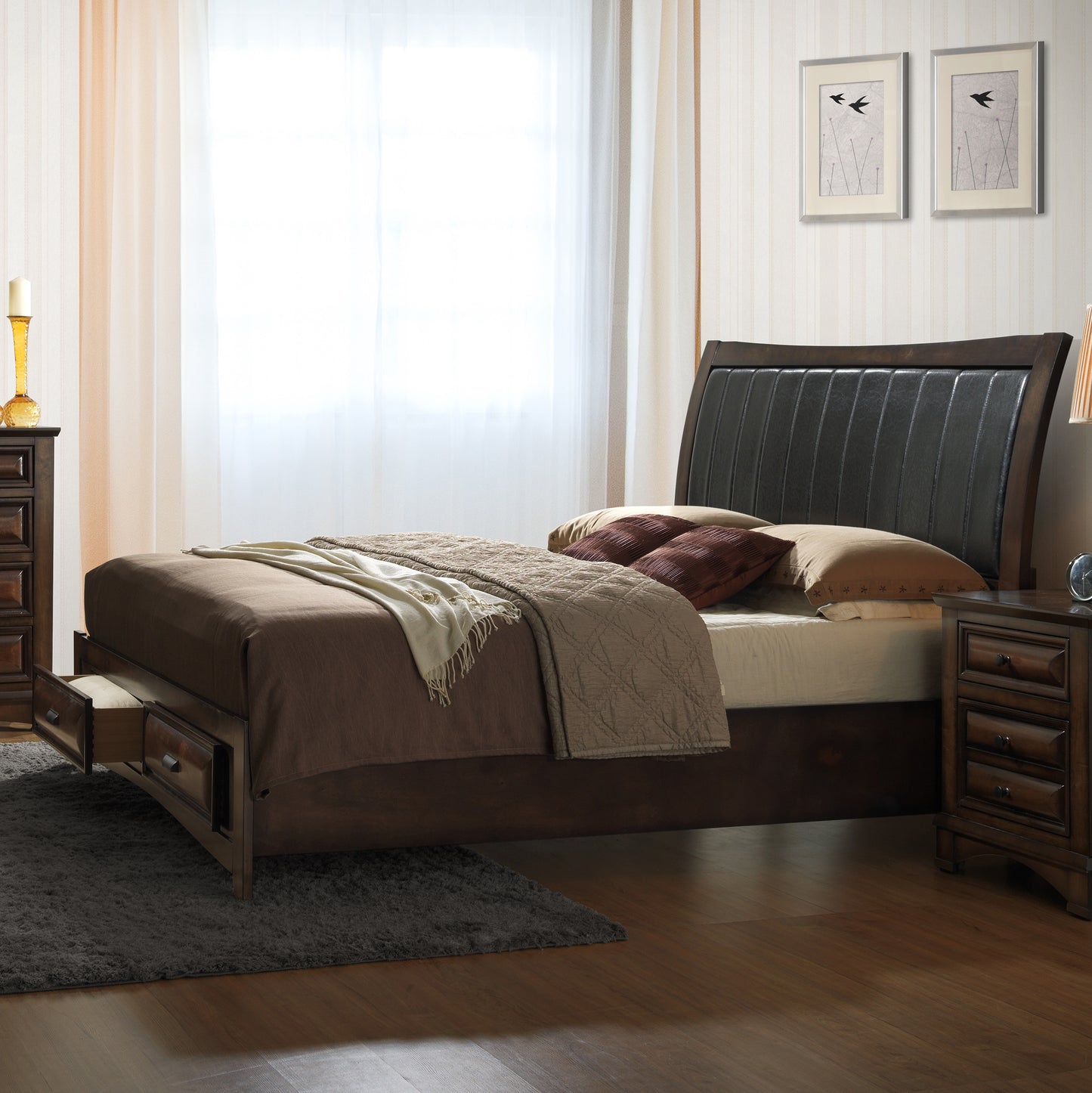 Broval Light Espresso Finish Wood Bedroom Collection