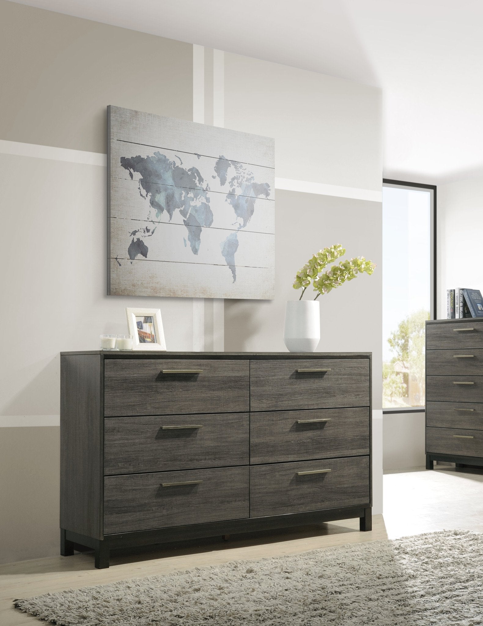 Ioana Antique Grey Finish Wood 6-Drawer Dresser Roundhill Furniture Ioana Antique Grey Finish Wood 6-Drawer Dresser Roundhill Furniture