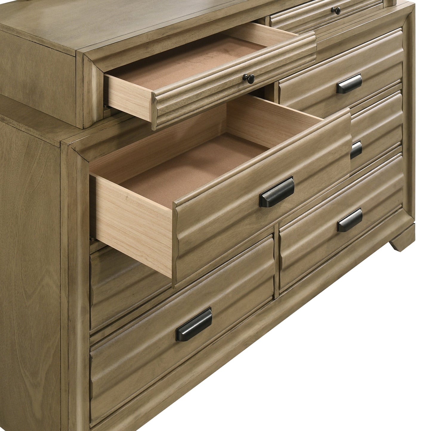 Loiret Light Gray Finish Wood 8-Drawer Dresser