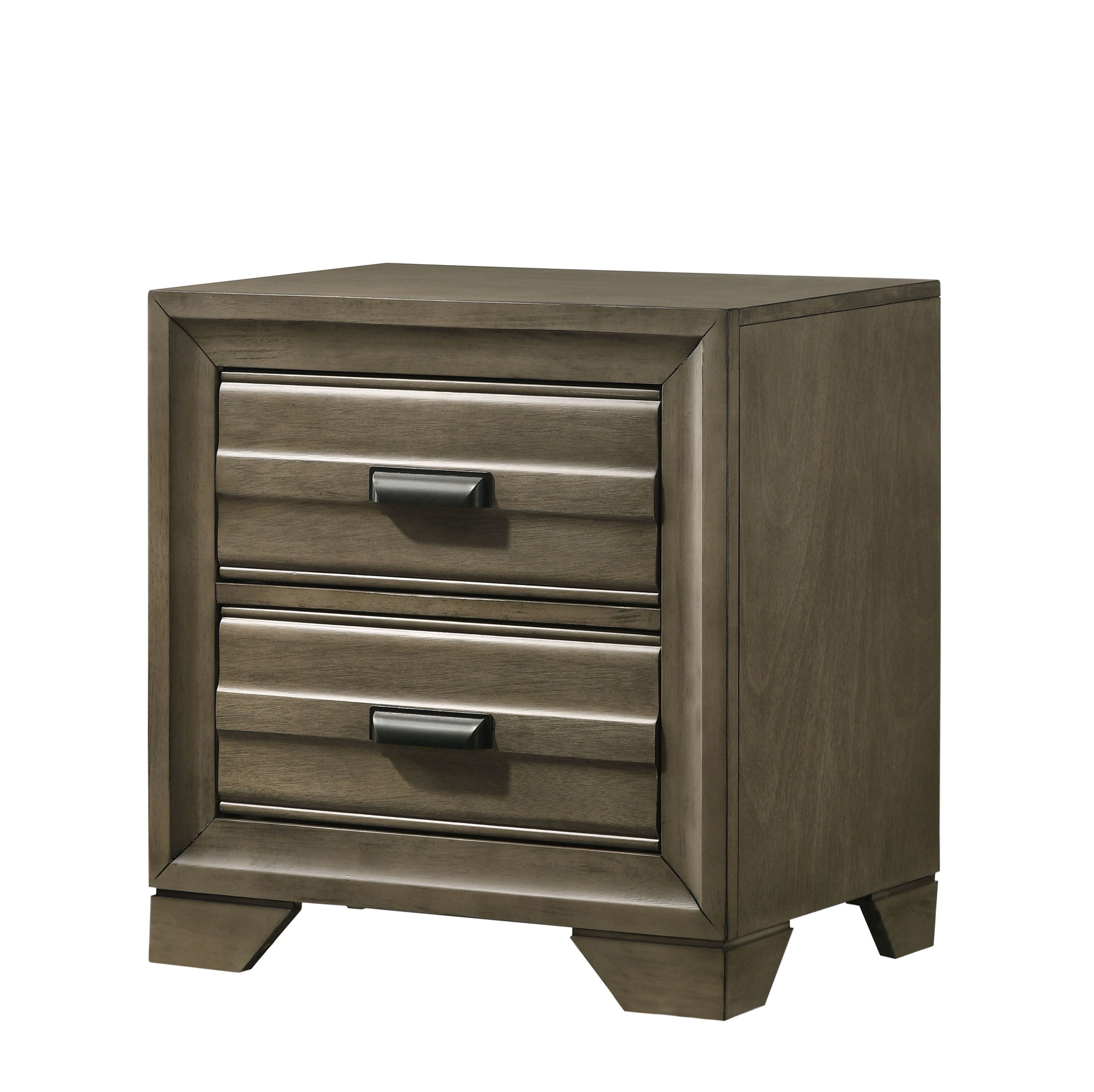 Loiret Light Gray Finish Wood 2-Drawer Nightstand – Roundhill Furniture