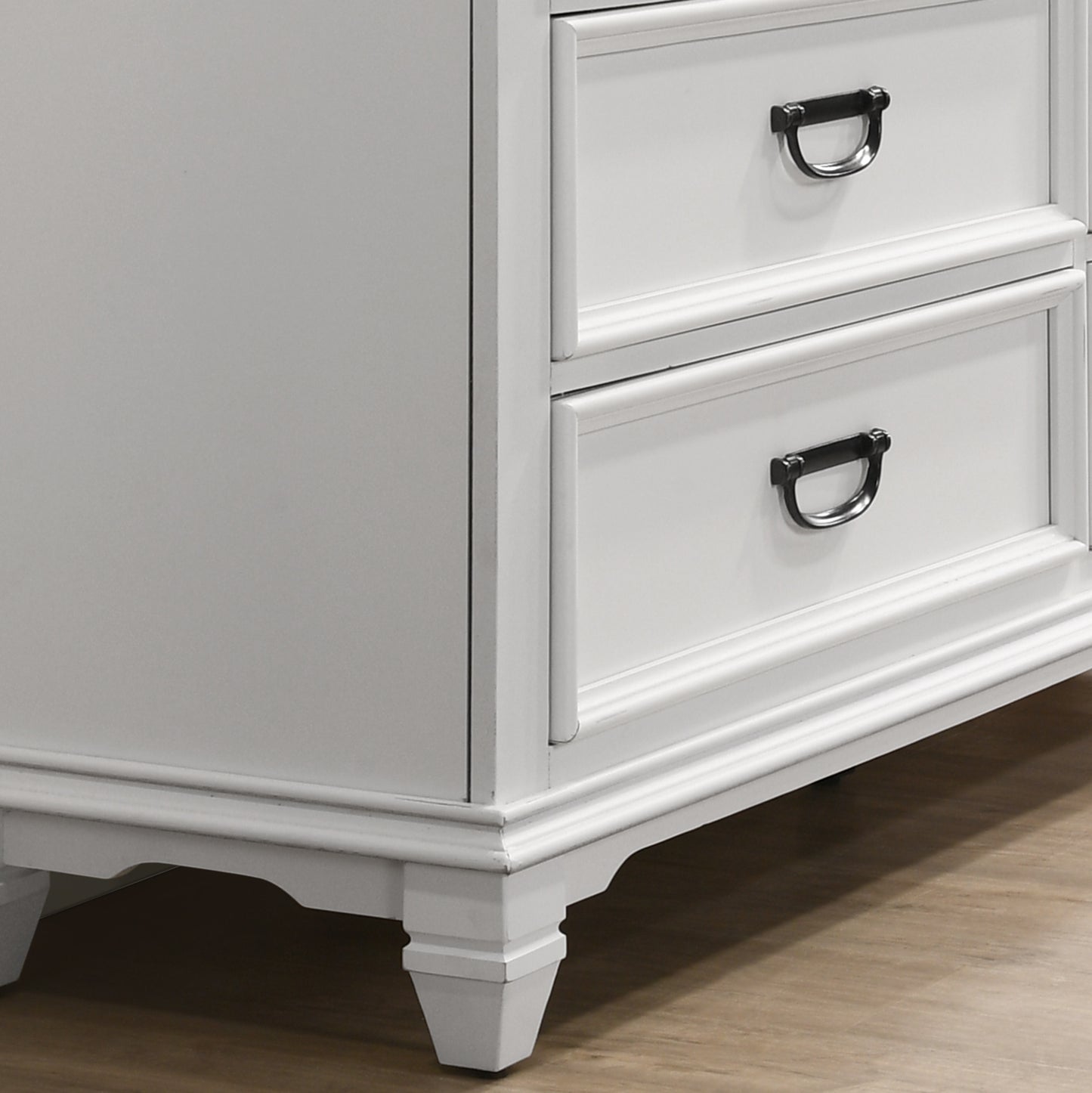 Clelane Wood 5-Drawer Chest, Weathered White and Gray